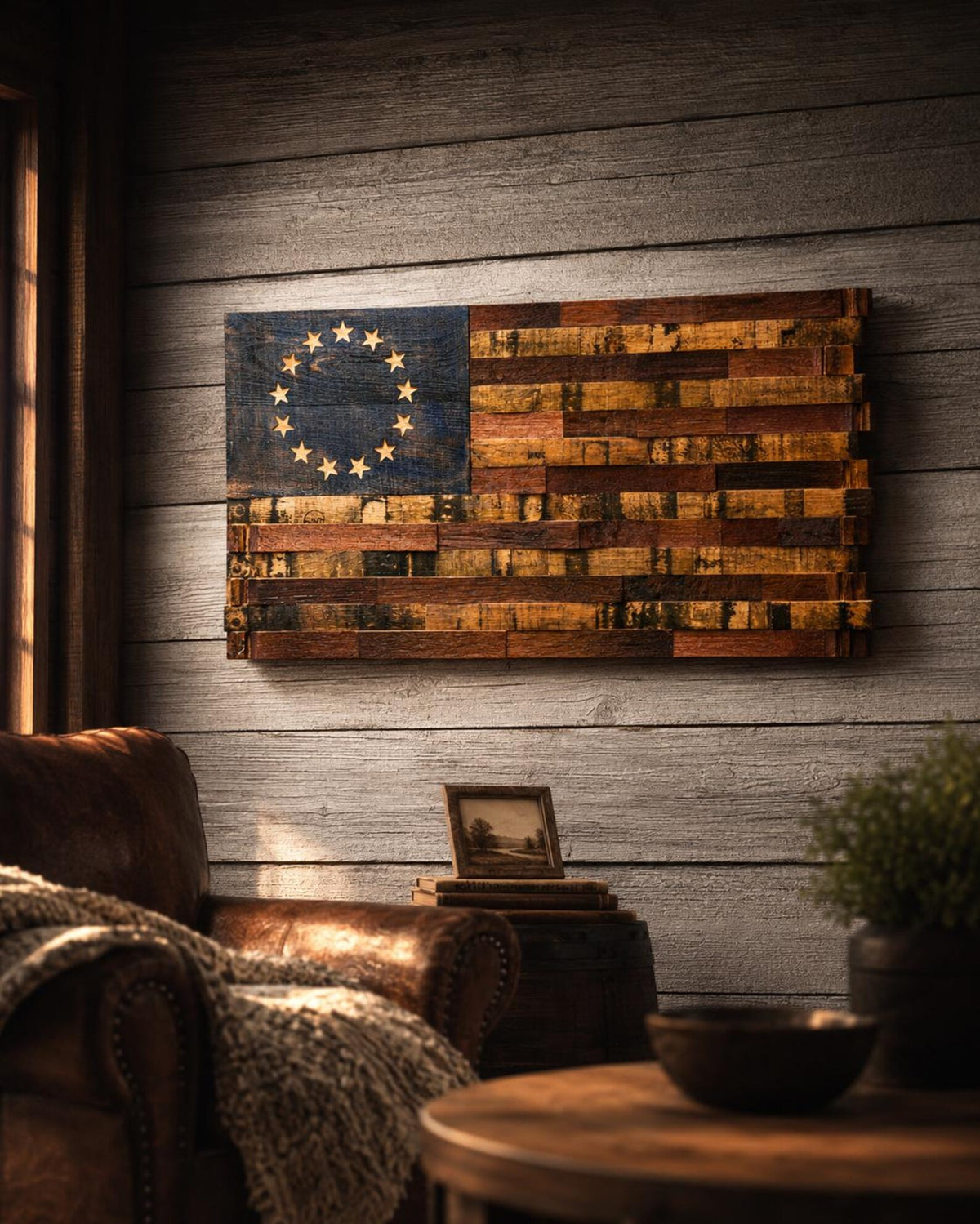 Old Glory Betsy Ross Half Barrel (37"x19")